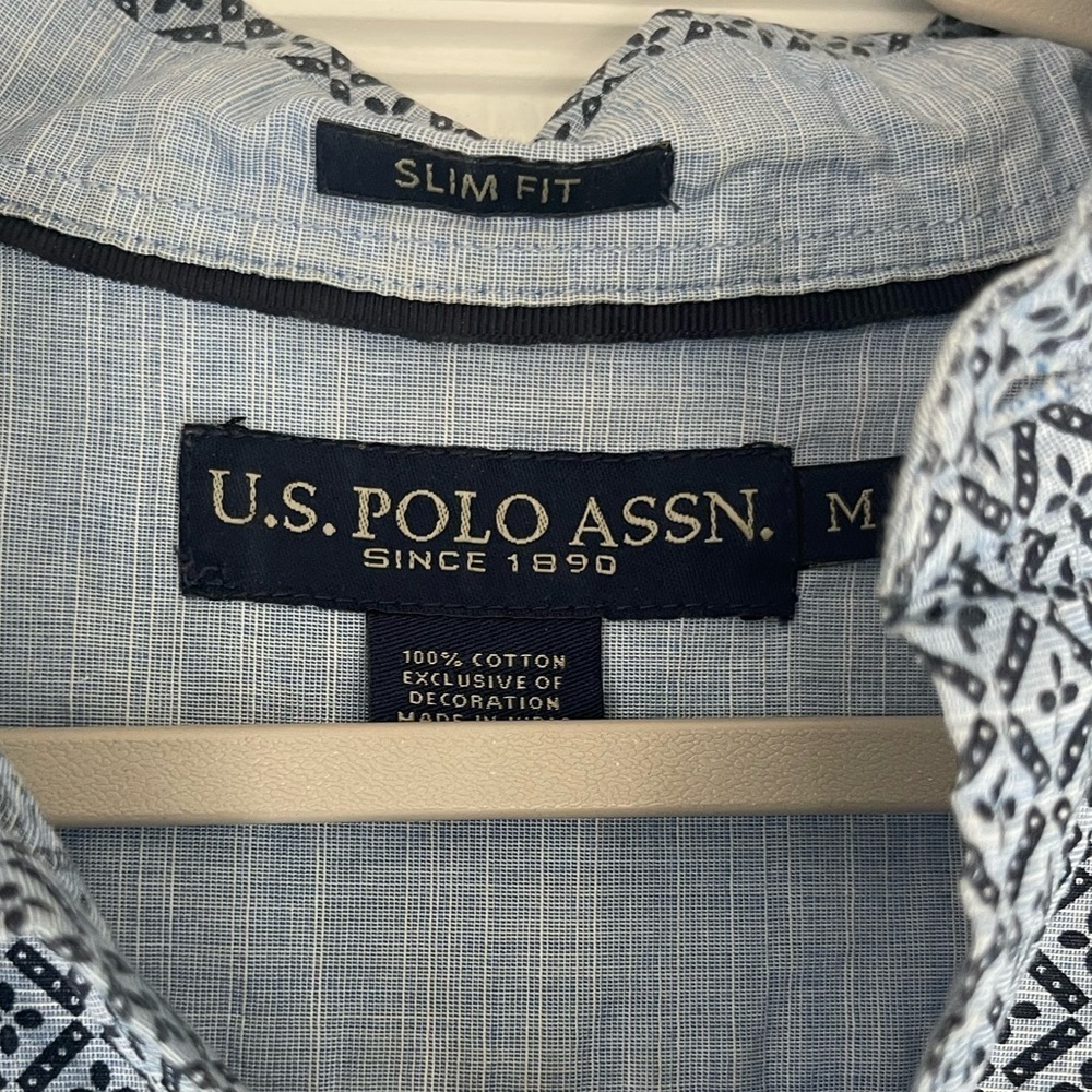 Men’s US Polo ASSN Short Sleeve Slim Fit Button Down - Picture 7 of 7